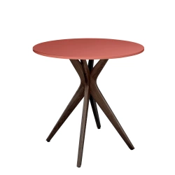 Okrągły Stół Jadalniany JUBI śr. 60cm Ciemny Koralowy | Nogi Orzech