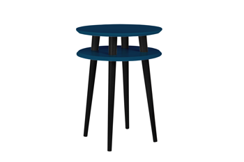 Stolik Kawowy UFO śr. 45cm wys. 61cm - Petrol Blue / Czarne Nogi