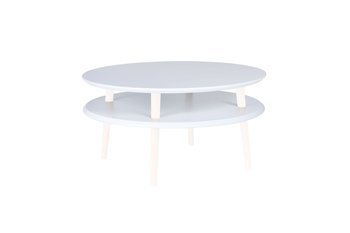 Stolik Kawowy UFO śr. 70cm wys. 35cm - Biały / Białe Nogi