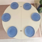 Półksiężycowy rozkładany stół MAWI śr. 120cm Biały Nogi Dąb