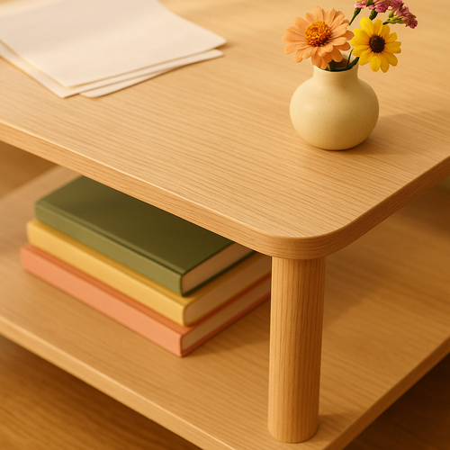 Stolik Kawowy na Kółkach ASHME 64x64cm Jesionowy