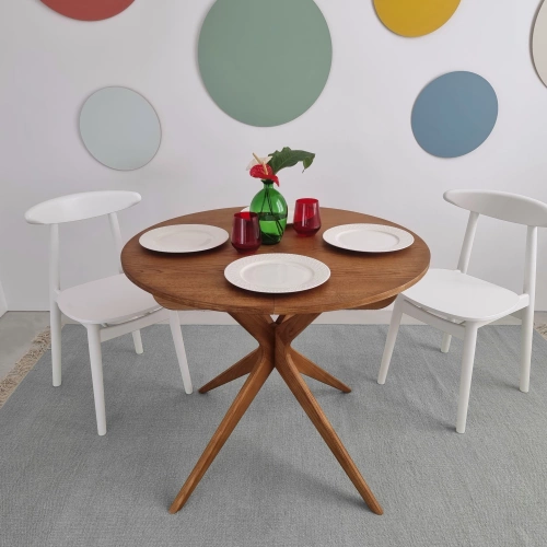 Rozsuwany okrągły stół Jubi 90cm Jesion Czarny