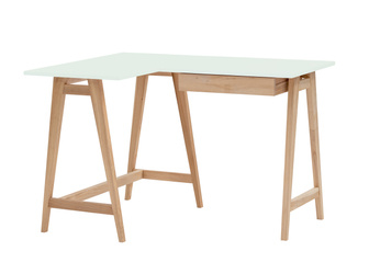 Jesionowe Biurko Narożne LUKA 115cm x 85cm Ulotny Miętowy LEWE