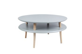 Stolik Kawowy UFO śr. 70cm wys. 35cm - Ciemnoszary / Białe Nogi