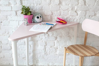 Biurko Narożne NAJA 114 x 85cm Szałwia Białe Nogi