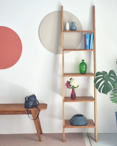 Regał Drabinka ASHME 45x35x180cm Biały Jesion