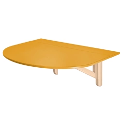 Półowalny Stół Ścienny Opadający KLAPP 75x100cm Ciemna Cytryna Jesion