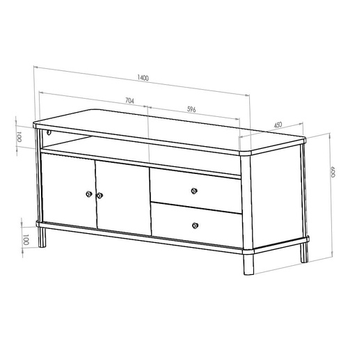 Szafka RTV ASHME 140x45x60cm Jasnoszara