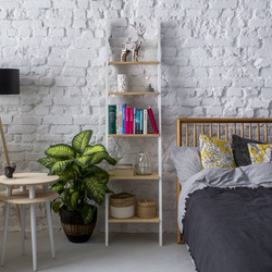 Regał Drabinka ASHME 45x35x180cm - Jesionowe Półki / Biała