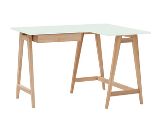 Jesionowe Biurko Narożne LUKA 115cm x 85cm Ulotny Miętowy PRAWE