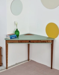 Biurko narożne ASHME 114x85x85cm, dąb szałwiowy