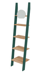 Regał Drabinka ASHME z Lusterkiem 45x35x180cm - Jesionowe Półki/Zielony Butelkowy