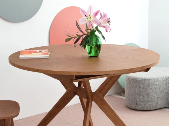 Okrągły rozkładany stół jadalniany 120cm Biju Dąb