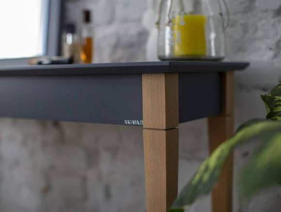 Toaletka MIMO z Lusterkiem - 65x35cm Czarne Nogi / Petrol Blue