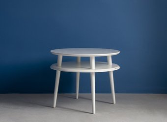 Stolik Kawowy UFO śr. 57cm wys. 45cm - Biały / Białe Nogi