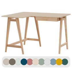 Jesionowe Biurko Narożne LUKA 115cm x 85cm Kawa z Mlekiem LEWE