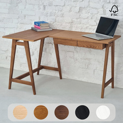 Drewniane biurko narożne LUKA 135cm x 85cm Fornir Dąb Lewe