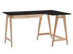 Jesionowe Biurko Narożne LUKA 135cm x 85cm Czarne Prawe