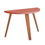 Półksiężycowy rozkładany stół MAWI śr. 120cm Ciemny Koralowy Nogi Dąb