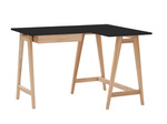 Jesionowe Biurko Narożne LUKA 115cm x 85cm Czarny Prawe