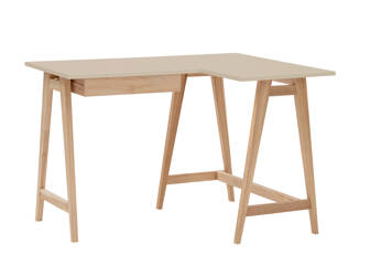 Bureau d'angle LUKA en Frêne 115 x 85cm Côté Droit Beige Brun