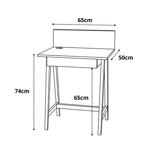 Biurko LUKA 65x50cm z jedną szufladą Jesion