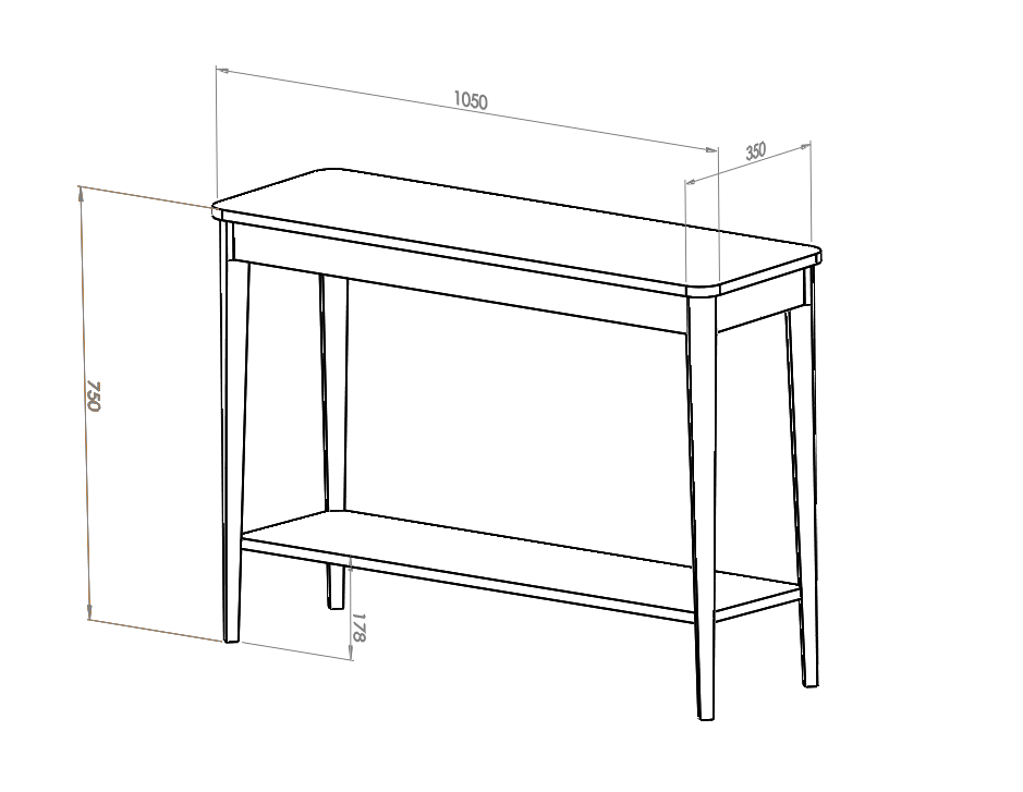 Konsola Jesionowa ASHME 105x35cm - Ciemna Cytryna