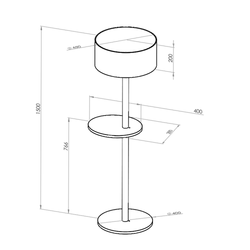 Lampa Podłogowa UFO 45x150cm Czerwony / Biały Abażur