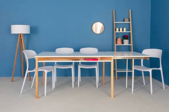 Stół Zeen z Półką 140x90x75cm Delikatny niebieski 
