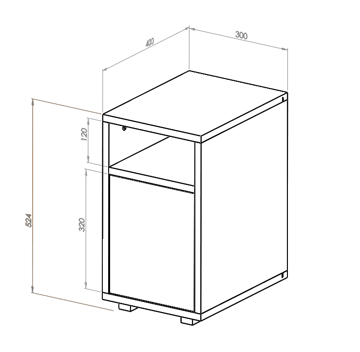 Wąska Szafka Nocna SLIM 30cm x 40cm Biała